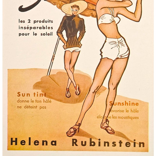 Contemporary 1949 Mid-Century French Advertisement Print Beach-Helena Rubinstein For Sale - Image 3 of 4