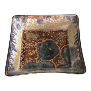 21st Century Edgecomb Potters Maine Square Crystalline Glazed Tray For Sale