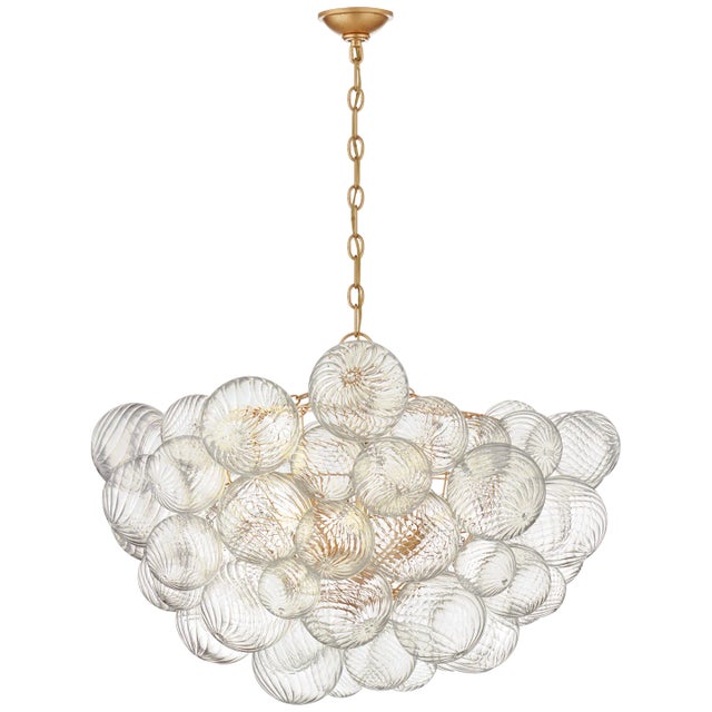 Visual Comfort Julie Neill for Visual Comfort Signature Talia Large Chandelier in Gild & Clear Swirled Glass For Sale - Image 4 of 5