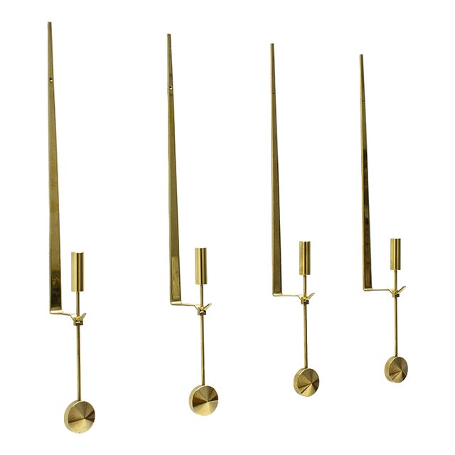 Swedish Wall Candlesticks by Pierre Forssell for Skultuna, 1970s, Set of 4 For Sale