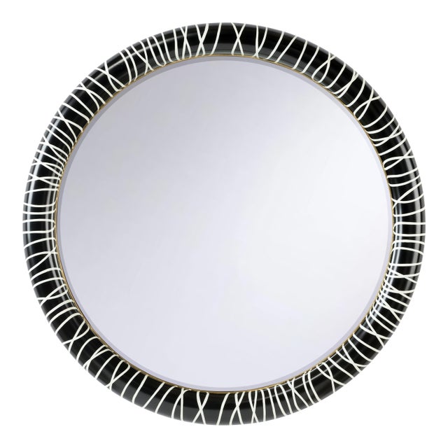 String Along Round Mirror - Black For Sale