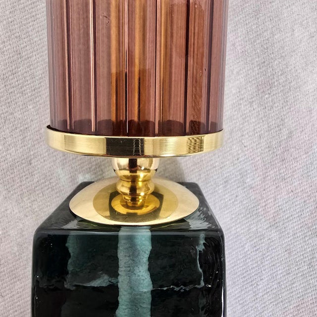 Burgundy 1990 Burgundy and Green Murano Glass Sconces - a Pair For Sale - Image 8 of 11