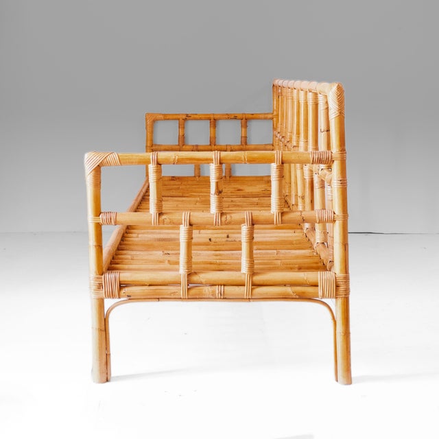 1970s Italian Riviera Modern Bamboo and Rattan Sofa in the style of Vivai del Sud Style, 1970s For Sale - Image 5 of 18