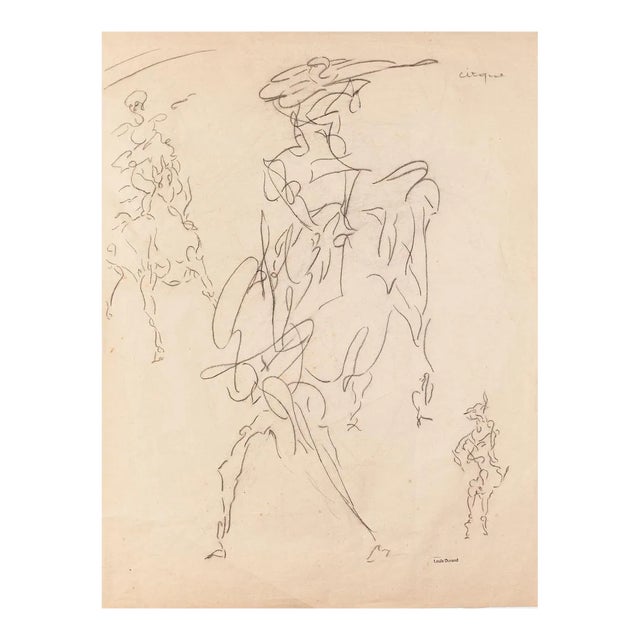 Study of Figure - Original Pen on Paper by Louis Durand - 20th Century 20th Century For Sale