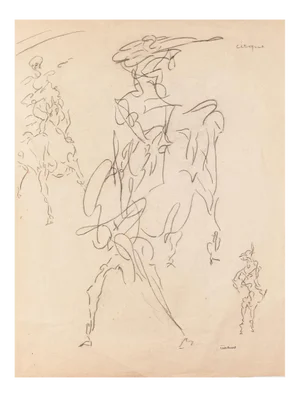 Study of Figure - Original Pen on Paper by Louis Durand - 20th Century 20th Century