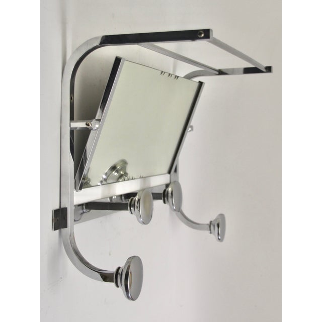 French Art Deco Chromed Coat Rack with Mirror, 1930s For Sale - Image 3 of 11
