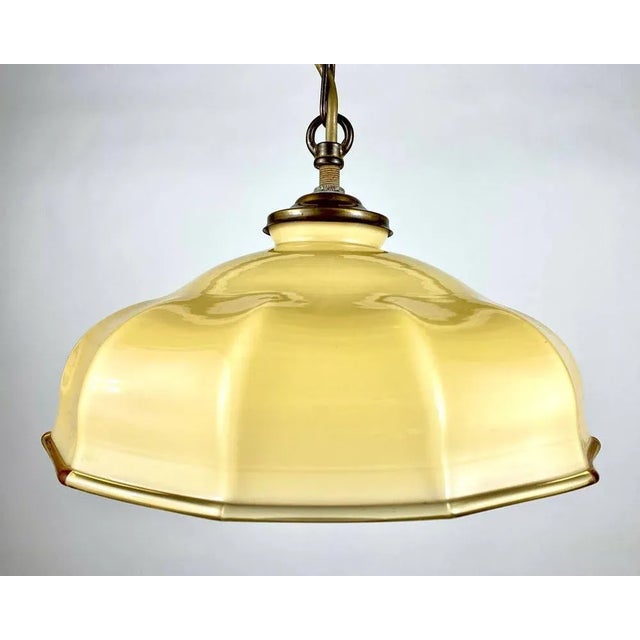 Yellow Glass Pendant Lamp with Brass Fixing, France, 1960s For Sale - Image 4 of 8