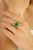 Statement Emerald Split Ring Size 8 in 14k Gold With Diamonds For Sale - Image 4 of 12