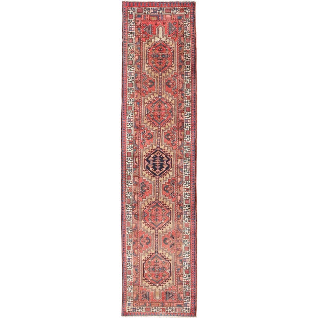 Antique Persian Heriz-Serapi Long Runner 3′6″ × 15′6″ For Sale