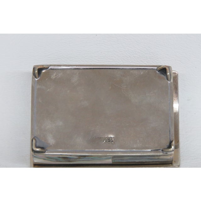 Alpaca Silver and Abalone Wood Lined Footed Trinket Box 4636b For Sale - Image 9 of 12