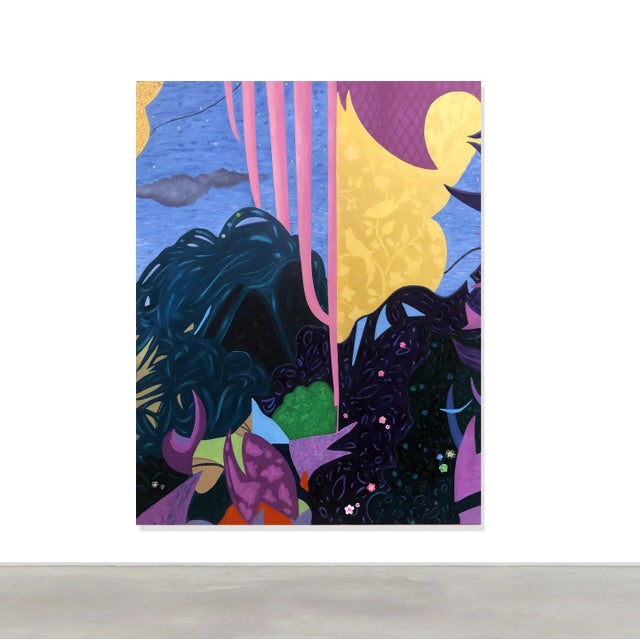 Sweet Dreams are Made of This (acrylic, glitter, applique flowers) is part of a series of artworks called "Return to...