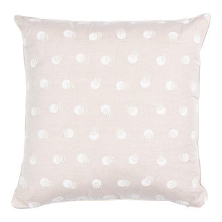 Schumacher Taylor Embroidery 18" Pillow in Ivory on Natural For Sale
