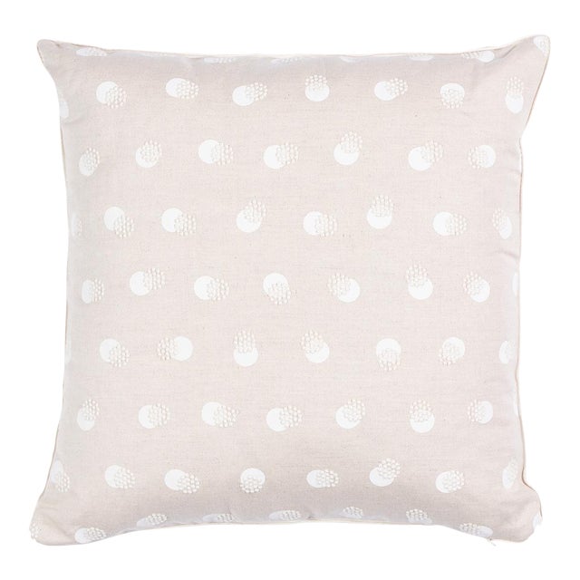 Schumacher Taylor Embroidery 18" Pillow in Ivory on Natural For Sale