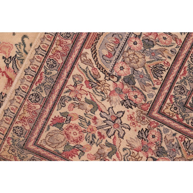 Textile Art Nouveau 1990's Pak-Persian Ivory/Pink Wool Rug - 6'3'' X 9'5'' For Sale - Image 7 of 9