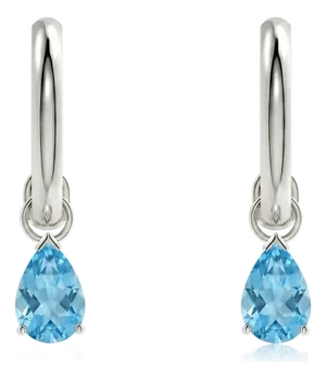 Blue Topaz Solitaire Drop, Dainty Unique Statement Earrings for Woman - A Pair