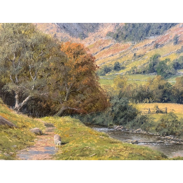 Sheep by River in Mountains of Lake District England - Original Oil on Canvas 1990 Circa For Sale - Image 9 of 18