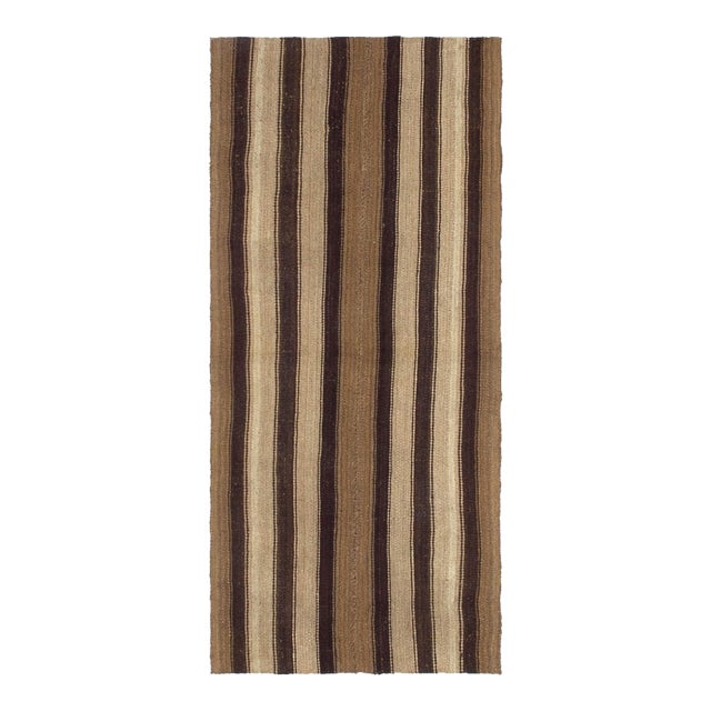 Vintage Brown Turkish Kilim Rug - 2`9" X 6`3" For Sale