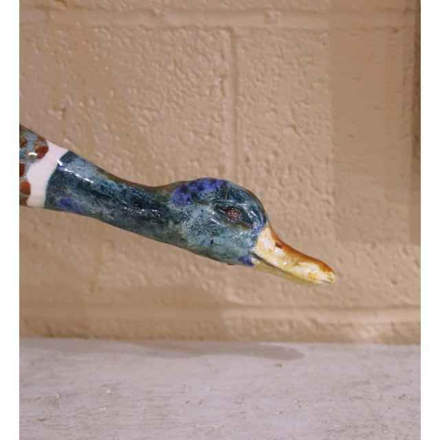 Early 20th C. French Barbotine Faience Duck Wall Sculpture by Edmond Lachenal For Sale - Image 4 of 12