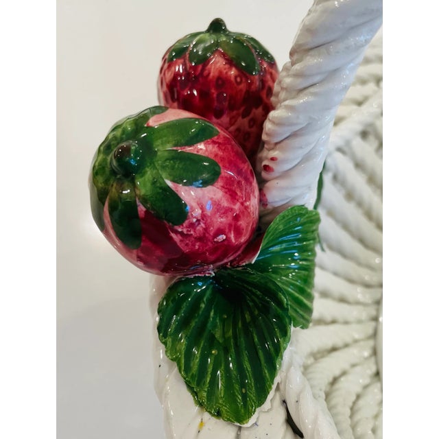 Majolica Basket - Italian Ceramic White Woven Pottery Basket For Sale - Image 12 of 12