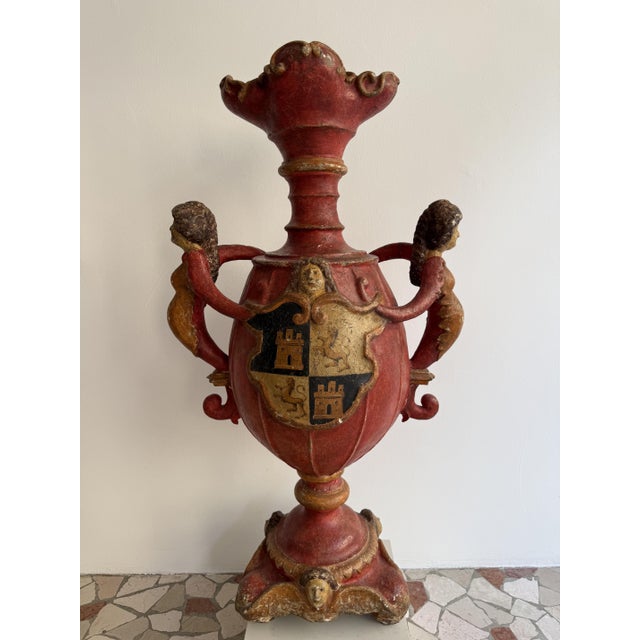 17th Century Baroque Candleholder in Lacquered Wood and Plaster, Spain, 1600 For Sale - Image 3 of 18