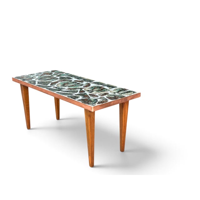 Mid-Century Modern Brecciated Marble Coffee Table With Copper Flat Moulding Frame For Sale In Los Angeles - Image 6 of 17