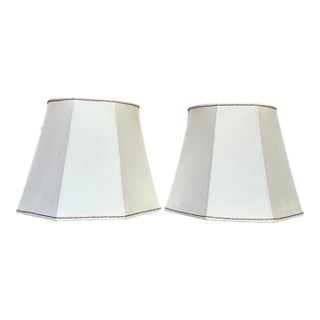 Pair of Silk Lampshades With Metallic Trim For Sale