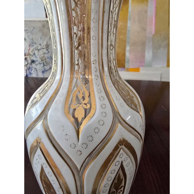 Antique Bohemian Glass Moser Overlay Gilded Vase For Sale In Boston - Image 6 of 7