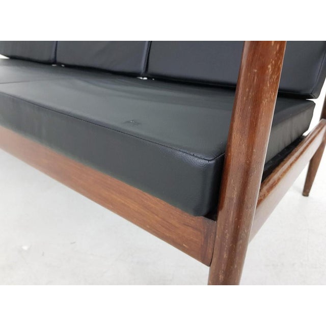 Sofa with Black Vinyl Upholstery, 1960s For Sale - Image 9 of 10