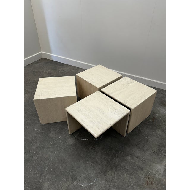 White Modular Travertine Coffee Table, 1980s, Set of 4 For Sale - Image 8 of 14