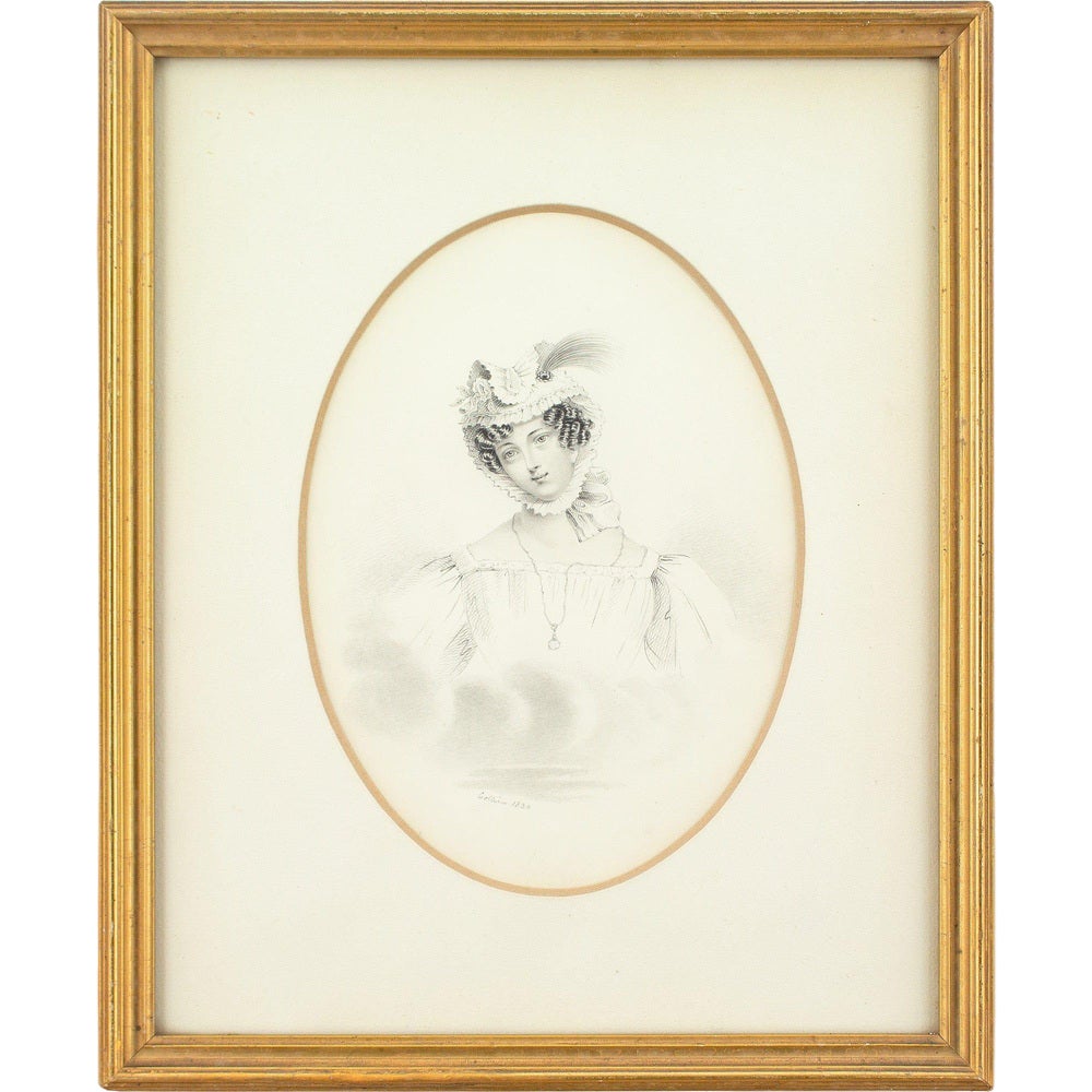 Early 19thCentury English School Portrait of a Lady, 1800s, Pencil