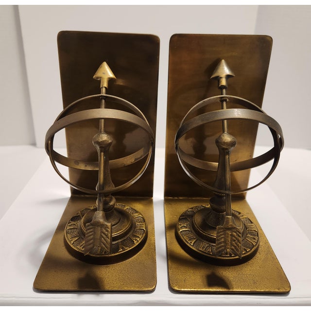 Brass Vintage Celestial Armillary Sundial Bookends - Pair For Sale - Image 4 of 6