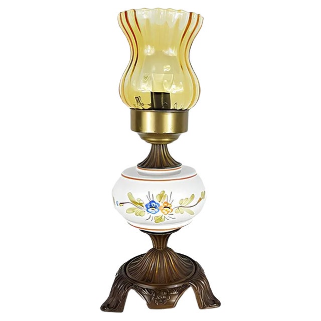 Vintage Porcelain Glass Table Lamp, 1960s For Sale