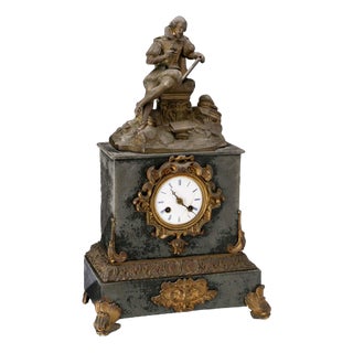 Antique Table Clock in Gilded Antimony For Sale