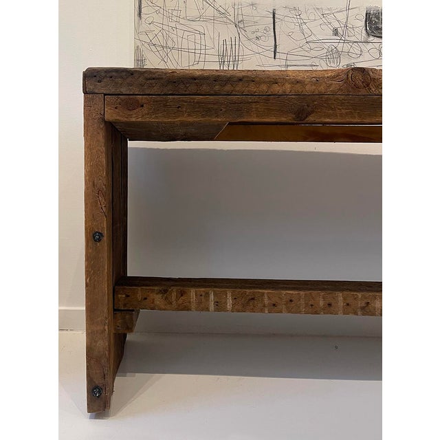 2020s Monumental Reclaimed Wood Console Table, Rustic Minimalist Form, 88” For Sale - Image 5 of 7