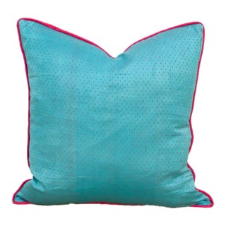 Toya Blue Dotted Ahir Handloom Pillow For Sale