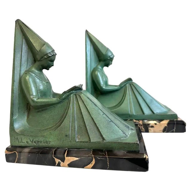 Vintage French Art Deco Bookends by Max Le Verrier, 1930, Set of 2 For Sale - Image 15 of 15
