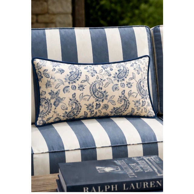 Ralph Lauren Home One Pair Ralph Lauren Indoor Outdoor Lumbar Pillows With Contrast Welt and Inserts For Sale - Image 4 of 4