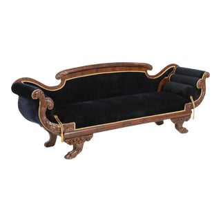 Classical Black Velvet Mahogany Sofa