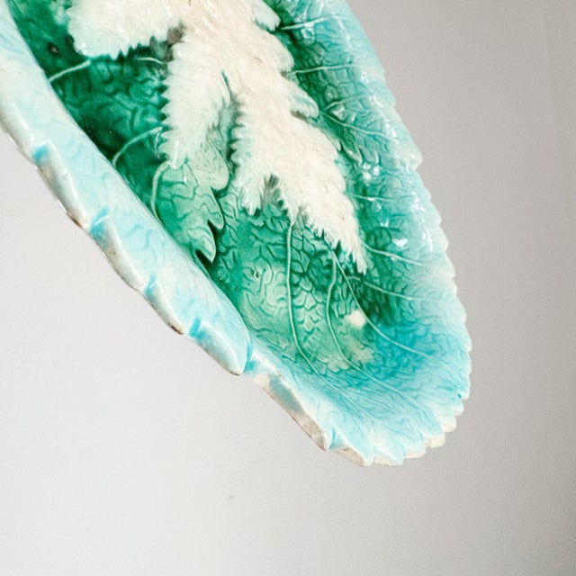 Green 19th Century Majolica Fern Leaf Dish For Sale - Image 8 of 11