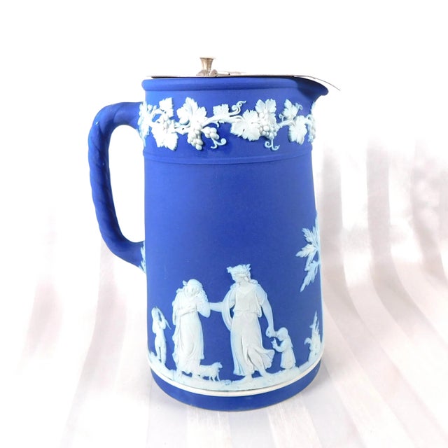 1950s 1950s Wedgwood Jasperware Trojan Jug or Pitcher With Metal Pouring Cap For Sale - Image 5 of 5