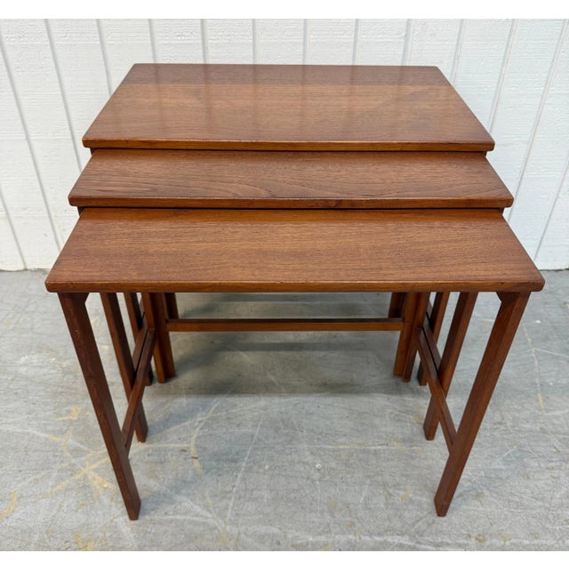 Mid-Century Modern Mid-Century Danish Modern John Stuart Teak Nesting Tables - Set 3 For Sale - Image 3 of 10