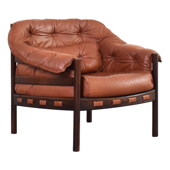 Mid-Century Oak & Leather Armchair by Arne Norell for Coja, 1960s. For Sale