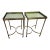 Pair of Global Views Brass Finish Glass Top Neoclassical Side Tables With Gallery Rail For Sale
