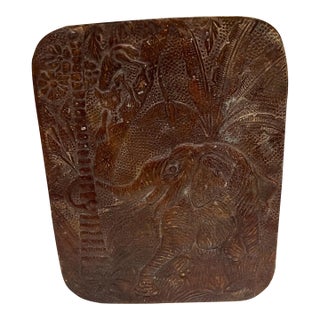 1950s Patinated Copper Box Embossed Elephant India For Sale