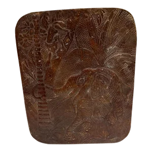 1950s Patinated Copper Box Embossed Elephant India