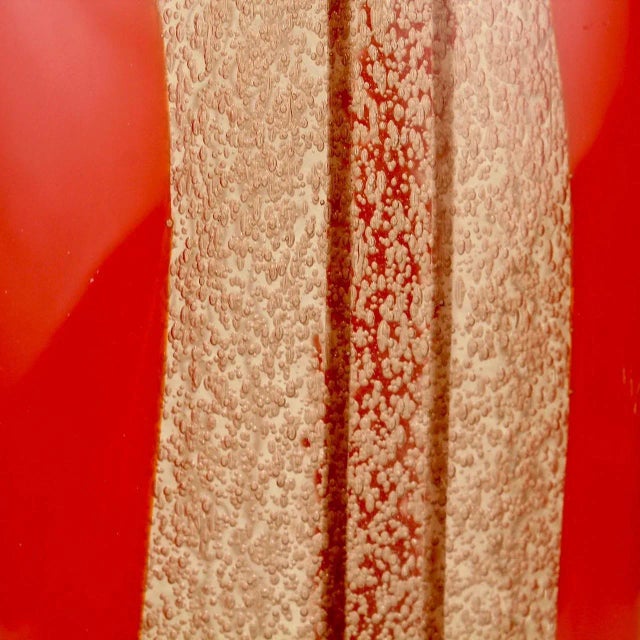 Mid-Century Modern Murano Italian Glass Red & Purple Striped Vase For Sale - Image 9 of 13