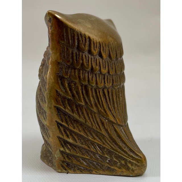 Mid-Century Vintage Brass Owl Paper Weight For Sale In Boston - Image 6 of 6