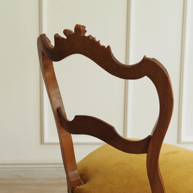 Louis-Philippe Style Chair in Yellow Velvet, 1900 For Sale - Image 6 of 8