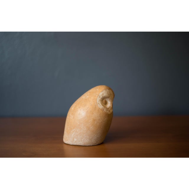 Mid-Century Modern Mid Century Modern Cast Stone Owl Sculpture by Islay Grimes For Sale - Image 3 of 8