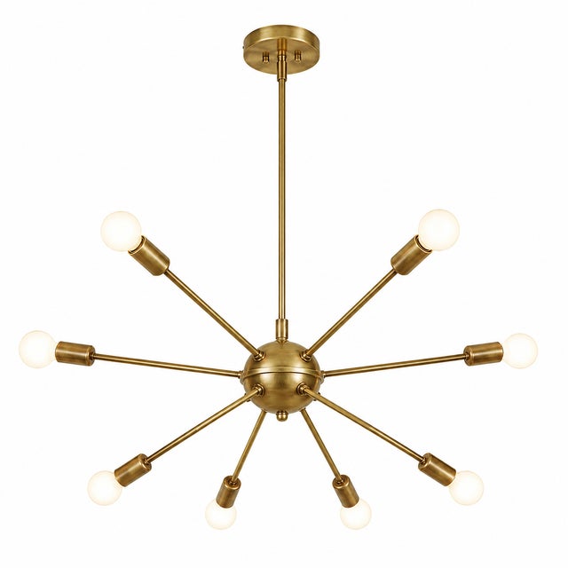 Metal Modern Brass Chandelier With 8 Arms, Contemporary Lighting Fixture, Ceiling Light, Living Room or Dining Room Decor, Stylish and Elegant For Sale - Image 7 of 16